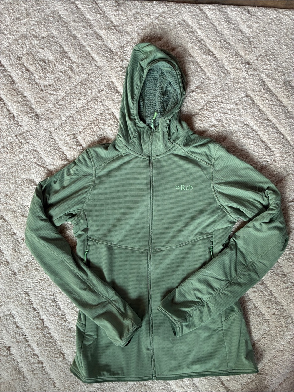 New Women’s Rab Evolute Hoody in Dark Fig Green